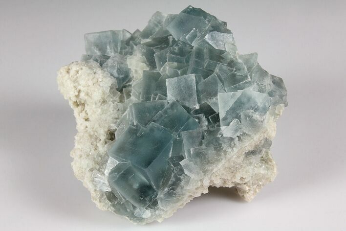 Stormy-Day Blue, Cubic Fluorite Crystal Cluster - Sicily, Italy #183787